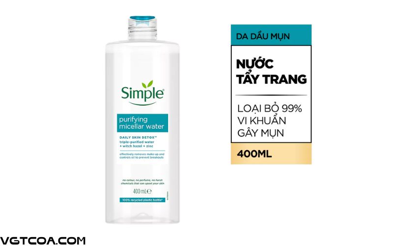 NƯỚC TẨY TRANG SIMPLE MICELLAR WATER 400ML